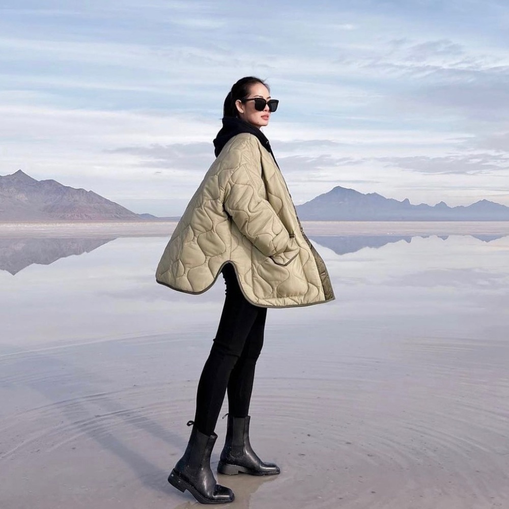 Teddy Quilted Jacket  - Moss Green - inspired by Frankie Shop
